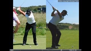 Jon Rahm golf swing  Long Iron faceon amp downtheline July 2017 [upl. by Winnie]