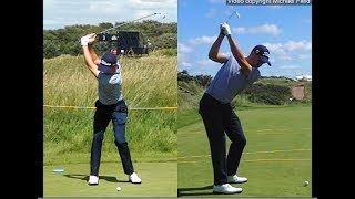 Justin Thomas golf swing  Long Iron faceon amp downtheline July 2017 [upl. by Ecilegna]