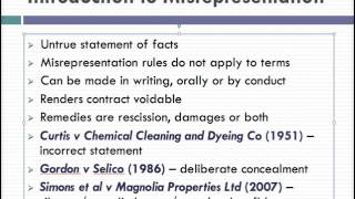 Misrepresentation Lecture 1 of 4 [upl. by Kora268]